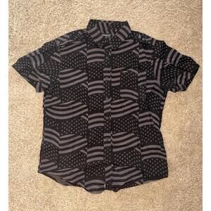 Matix Mens Large Button Up Shirt Black Gray American Flag Stars Stripes Skate